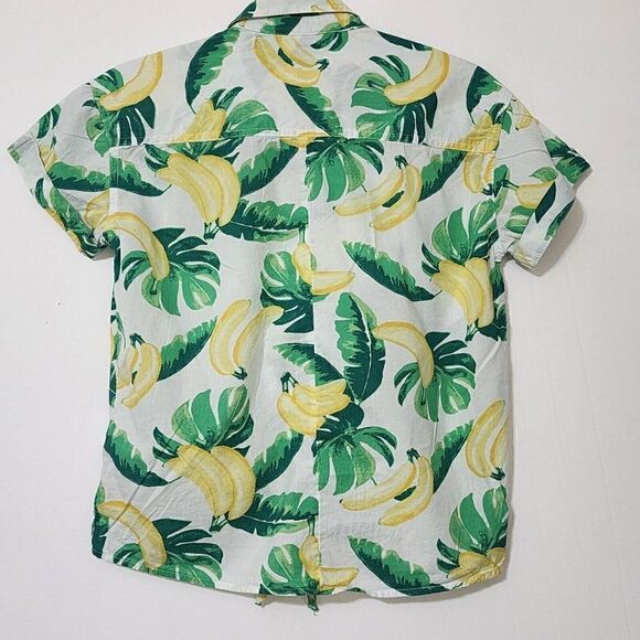 Abercrombie Kids  Size 15/16 Banana Leaves Print Buttondown Tie Front Top Shirt - Picture 3 of 6
